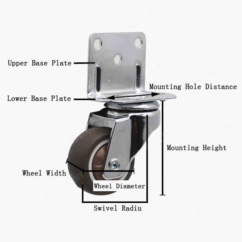 4pcs L-shaped Furniture Casters Wheels Soft Rubber Swivel Caster Quite Roller Wheels for Trolley Baby Crib Bed Wheels Accessory