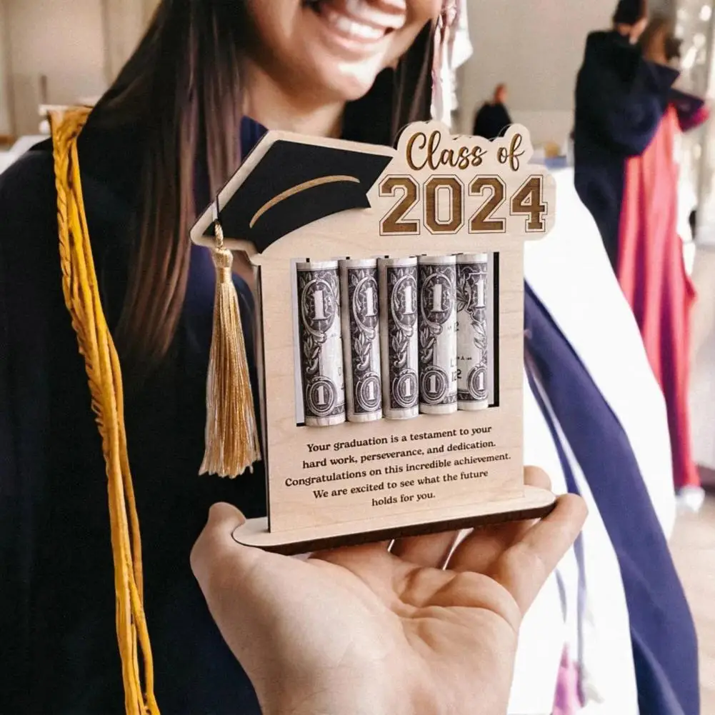 Graduation Money Organizer Cash Holder Desktop Decoration Stable Burr-Free Wooden Ornament Party