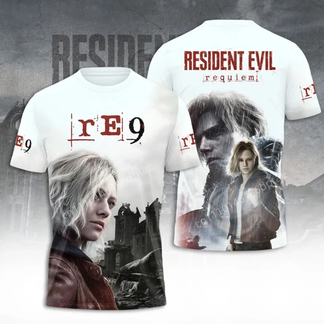 تي شيرت رجالي بطباعة ثلاثية الأبعاد لشخصية ليون كينيدي من لعبة Resident Evil 9 Requiem، ملابس لمحبي الألعاب، ملابس الشارع، قمصان صيفية كاجوال بأكمام قصيرة 2