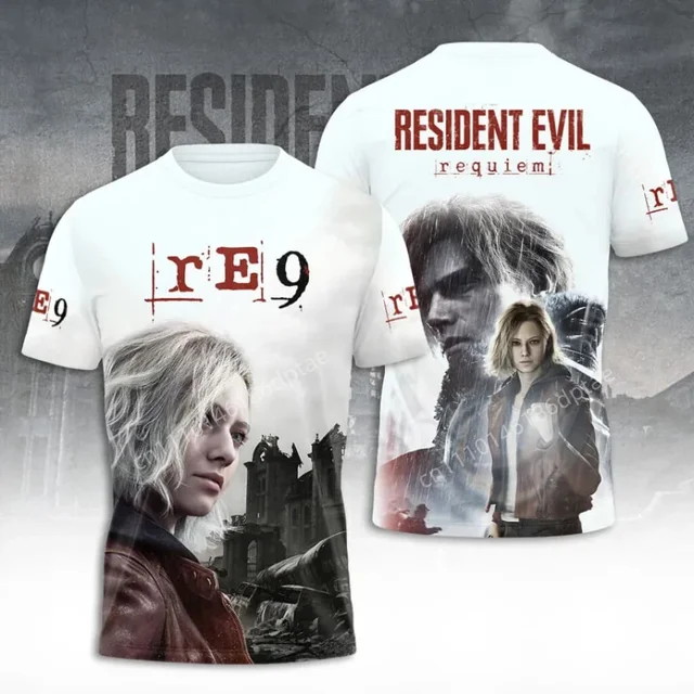 تي شيرت رجالي بطباعة ثلاثية الأبعاد لشخصية ليون كينيدي من لعبة Resident Evil 9 Requiem، ملابس لمحبي الألعاب، ملابس الشارع، قمصان صيفية كاجوال بأكمام قصيرة 2