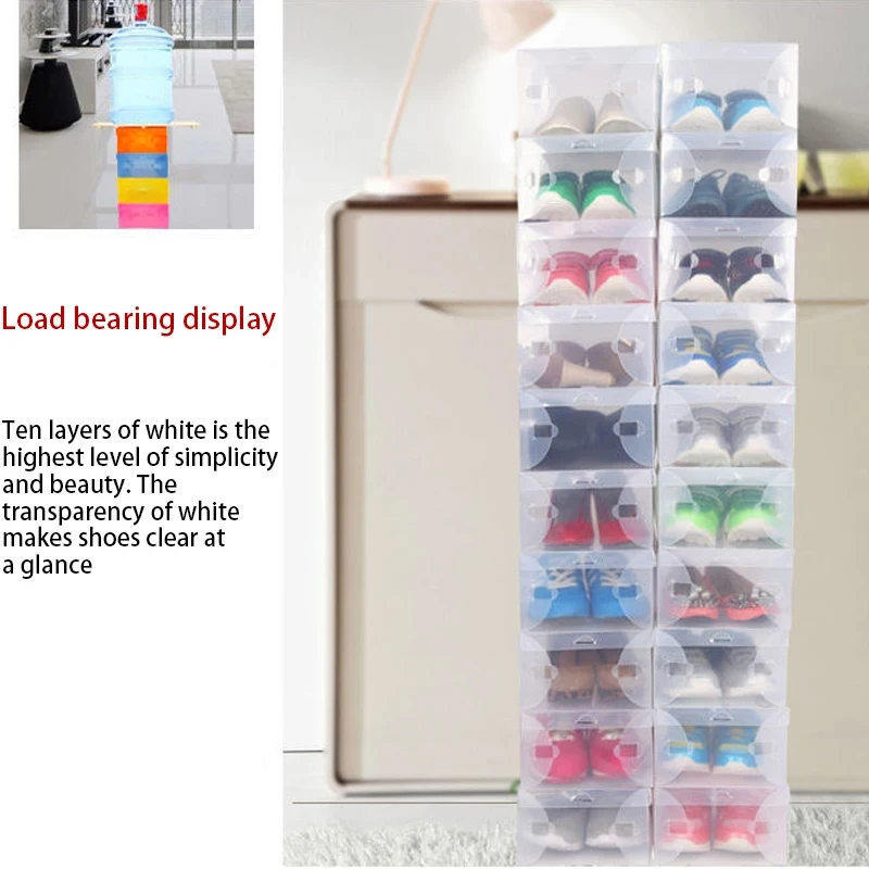12 Piece Transparent Stackable Storage Plastic Box Dustproof Sports Shoe Box, Optional Specifications_voghion.com