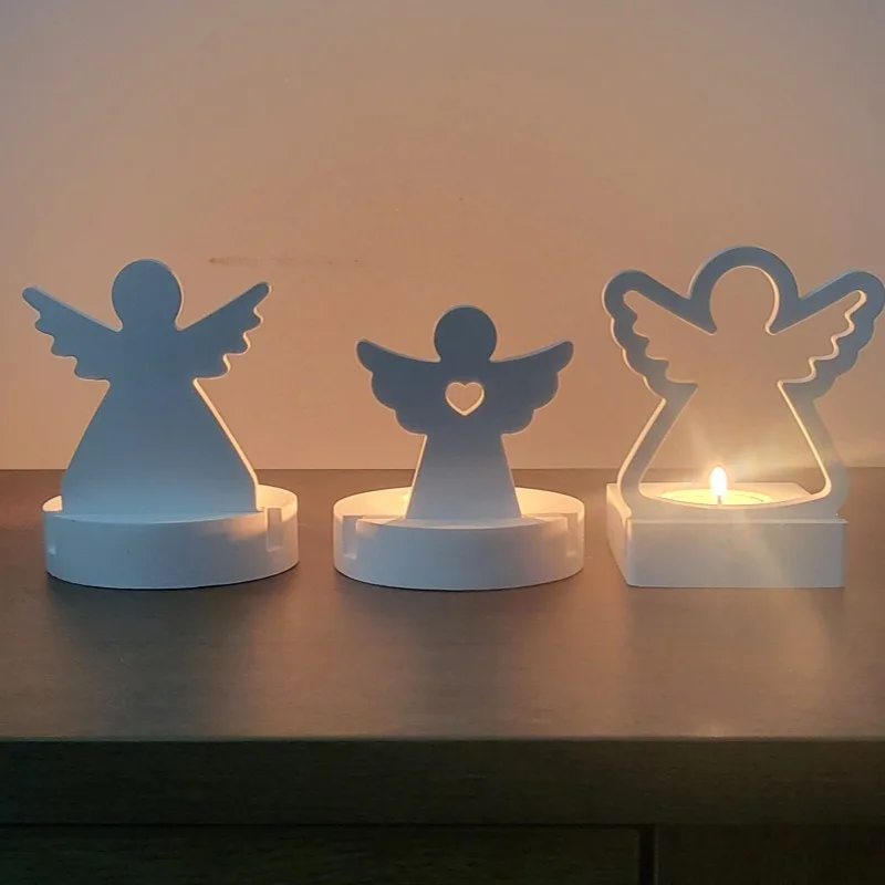 Baptist Candle Holder Silicone Mold Easter Angel Cement Gypsum Decor Mold Epoxy Resin Clay Tools Eid Mubarak Home Decorations