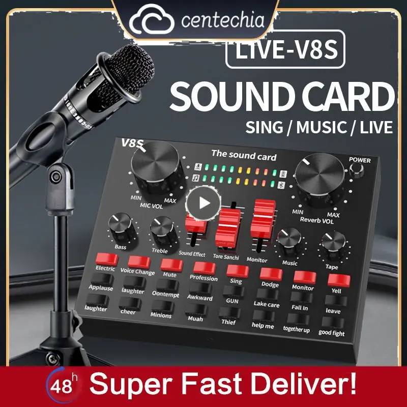 범용 외장 USB 웹캐스트 라이브 사운드 카드, V8s 휴대폰 마이크, 오디오 믹서, 클리어 사운드 카드