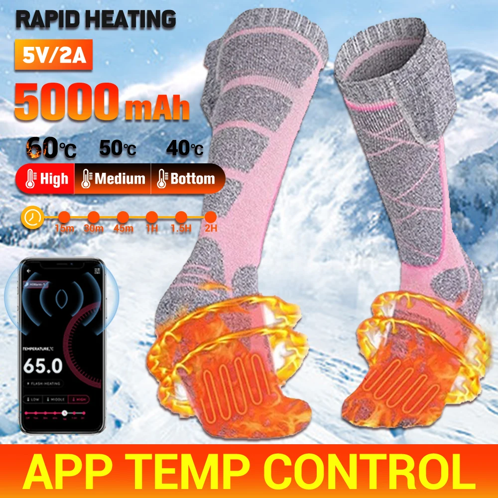

Electric Heated Socks Feet Warmer Usb Rechargeable Heating Foot Winter Sport Socks Women Men Thermal Socks for Sking Hiking