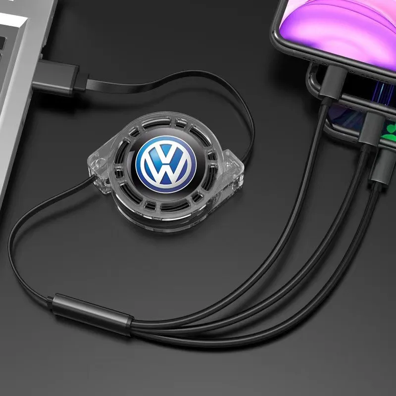 New 3 In 1 Micro USB Type C Charging Cable Multi Charger For VW Volkswagen Golf