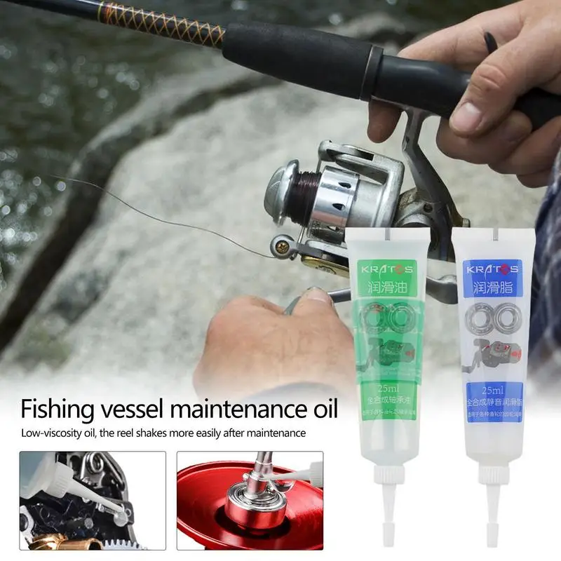 Fishing Reel Oil Reel Butter Oil And Grease 25ml Set 2 Pieces Reel Care Kit  Fishing Accessories For Smooth Lasting Lubrication
