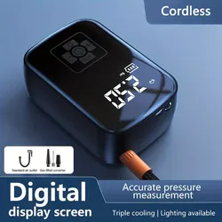 Portable 12V 150PSI Mini Air Compressor Tire Inflator for Cars, Motorcycles, and Bicycles (Black Cordless)