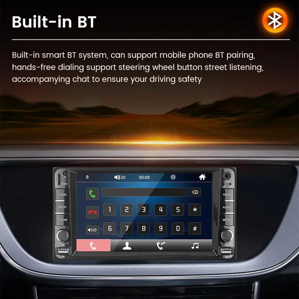 2Din 7inch Car Radio for Universal MP5 Player Touch Screen DVD Video Multimedia Player Support Carplay Android Auto BT RDS FM TF