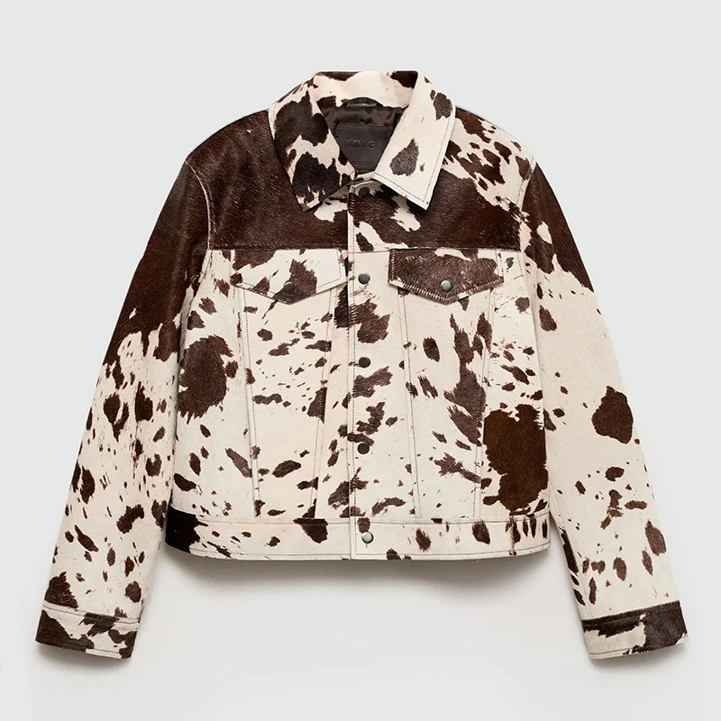 Chic Print Women Jacket Single Breasted Niche Design Jacket Fashion Turn-down Collar  2024 Autumn Winter Casual Lady Outerwear 6