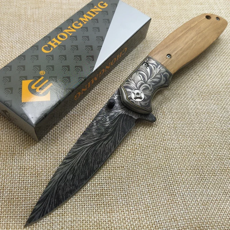 

CM77 Bearing Flipper Assisted Folding Knife with Thumb Stud 440C Blade Wooden Handle Camping Pocket Knives Outdoor Tactical Tool