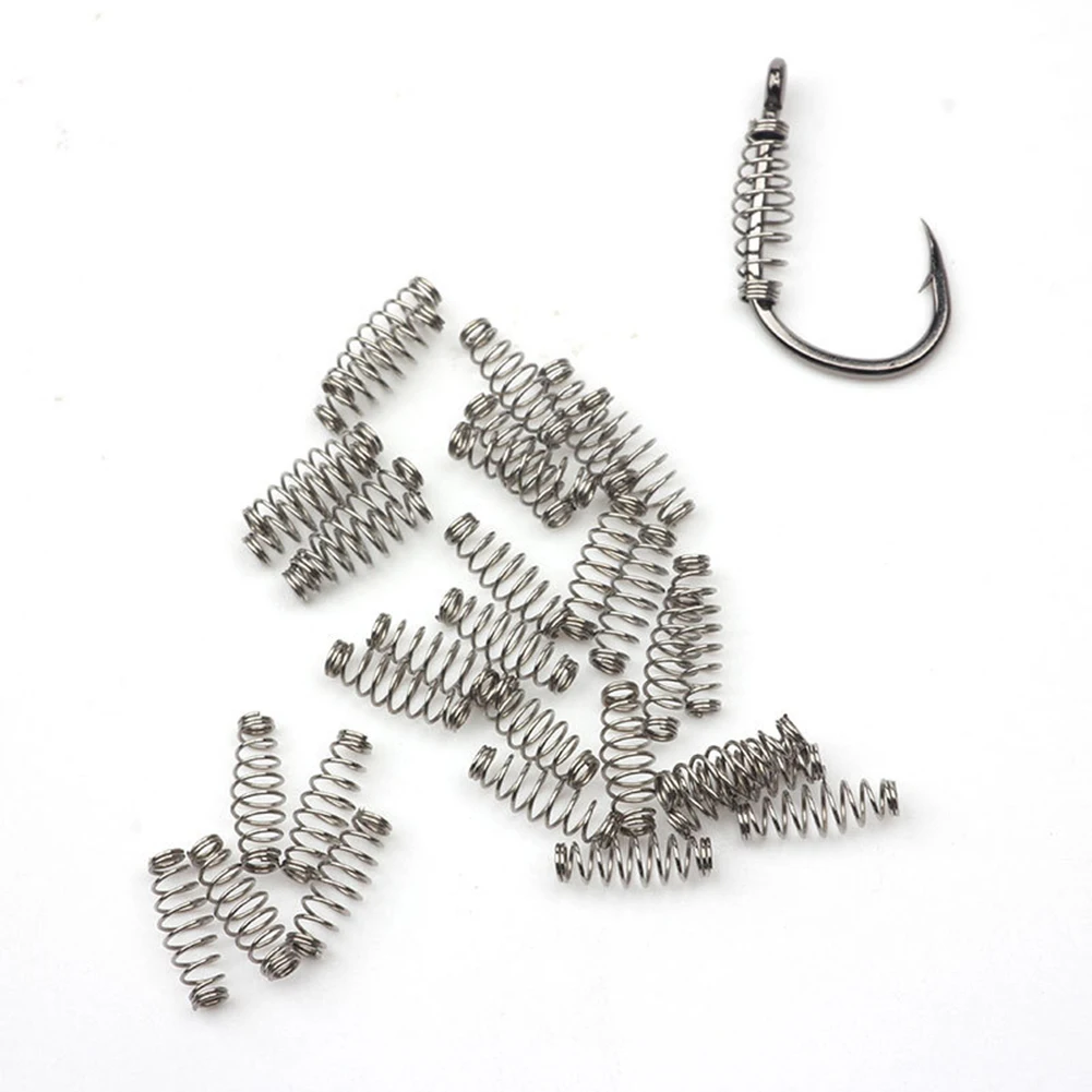 

100pcs Simple Design Hook Springs Effective Fish Retention Stainless Steel Silver S/M/L Ice Carp Fishing Accessories