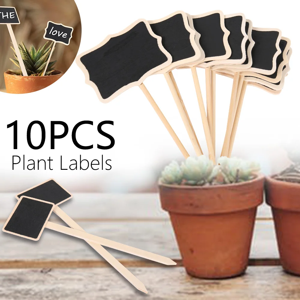 KINGLAKE Wood Chalkboard Plant Tag,Heart Plant Tags Wooden Stakes Plant Labels Blackboard Garden Tags,10 Pcs 