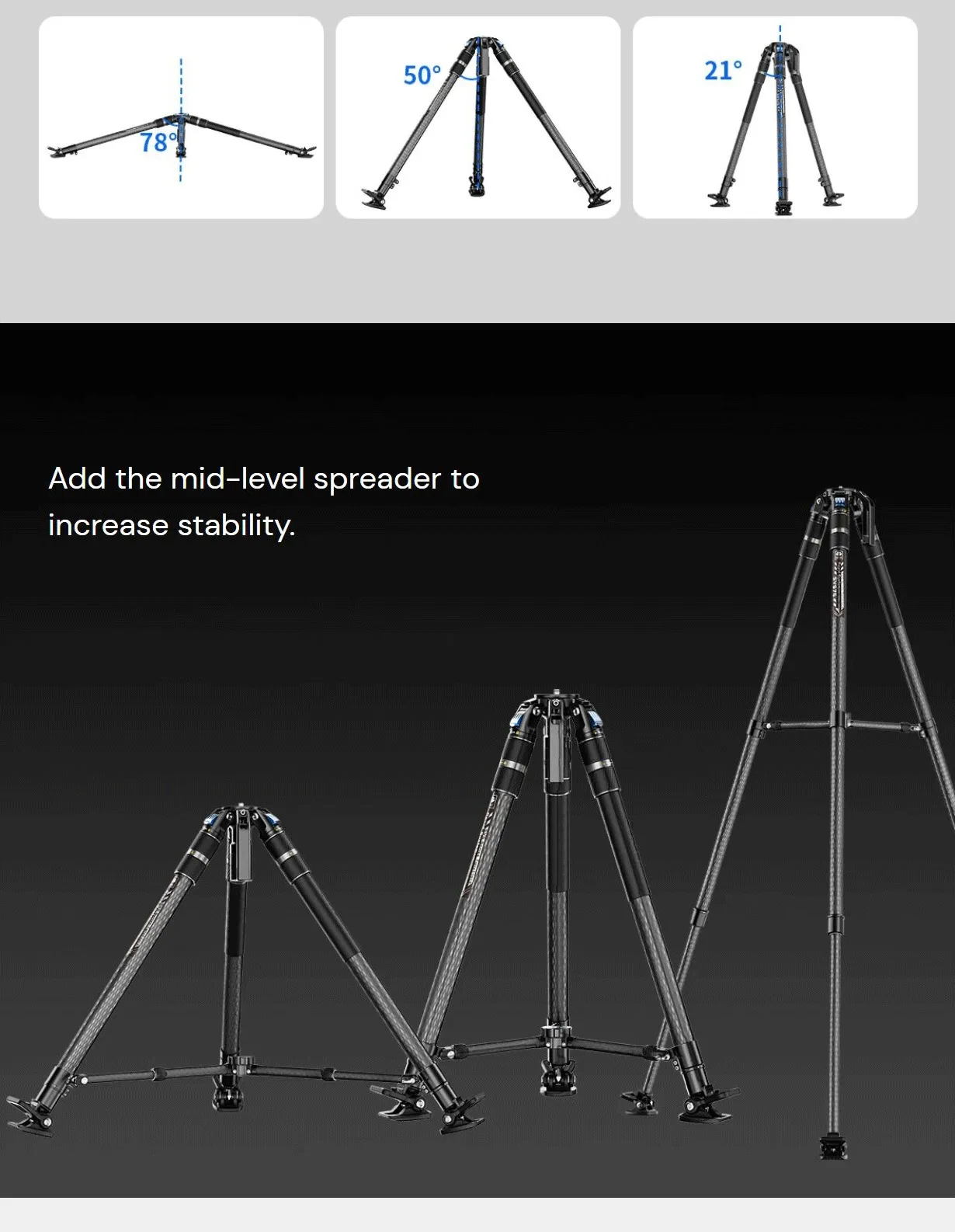 SIRUI SVS75 Rapid System One-Step Height Adjustment Carbon Fiber Tripod Lightwei