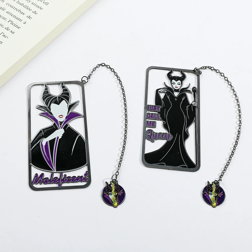 Maleficent Metal Bookmark-Black Magic Queen with Chain Pendant Bookmark Reading Marker Gift for Book Lovers
