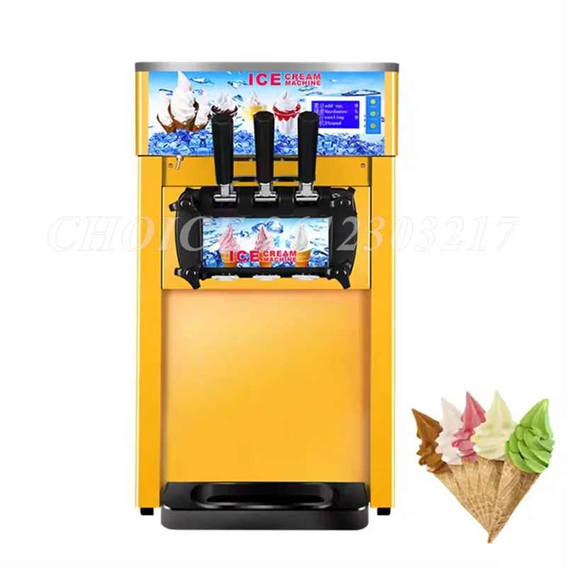 

Countertop Large Capacity Cone Ice Cream Maker Automatic 3 Heads Soft Ice Cream Machine Stainless Steel Sundae Making Machine