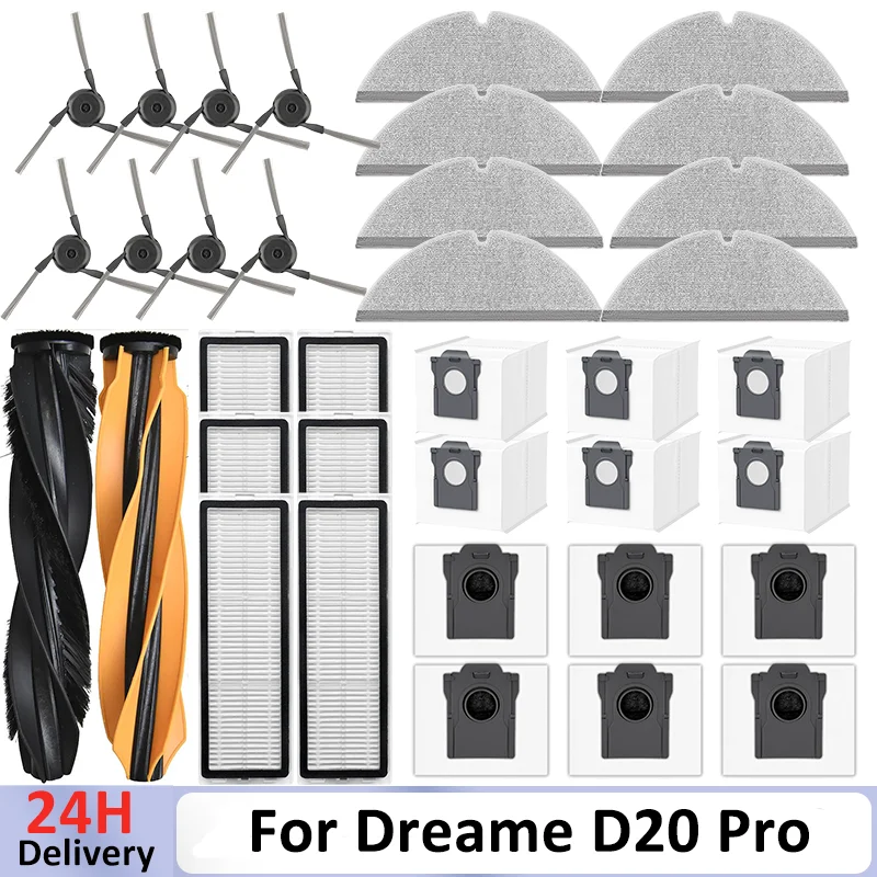 Für Dreame D20 Pro / D20 Pro Plus / RLD43SA / RLD43SD Staubsauger Ersatzteile Hauptseitenbürste HEPA-Filter Staubbeutel Zubehör