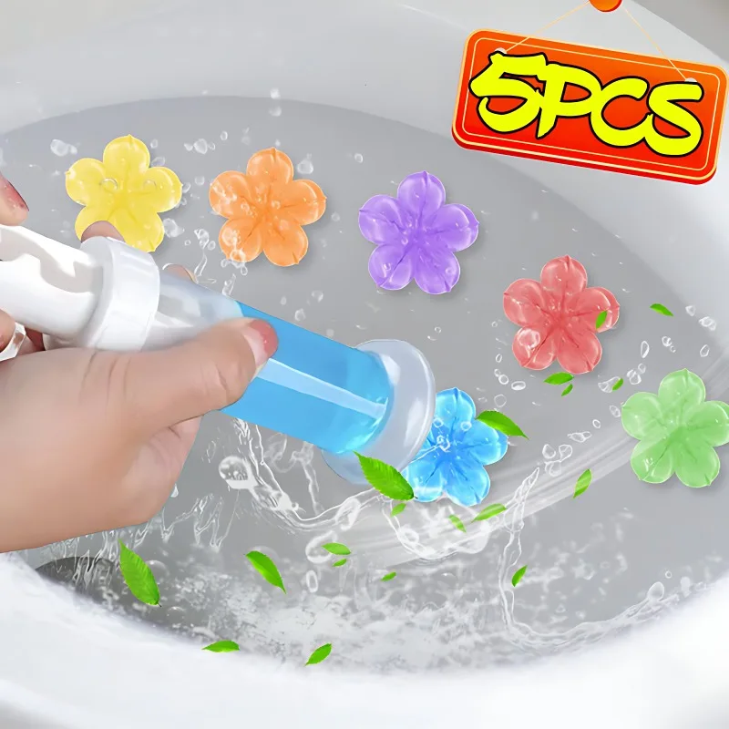 5/1PCS Toilet Cleaner Gel Deodorant Toilet Gel Air Freshener Aromatic Flower Detergent Bathroom Fragrance Household Cleaning