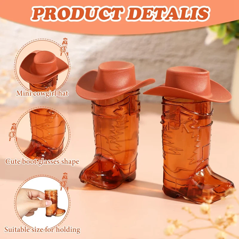 30Pcs/set Mini Cowboy Boot Cups Glasses with Caps Western Cowgirl Birthday Party Supplies Wedding Bachelorette Party Decoration