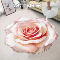 Decorative Modern Round Flower Carpet Living Room  Area Rugs Bedroom Bedside Computer Chair Rug Absorbent Anti-slip Bath Mat 1