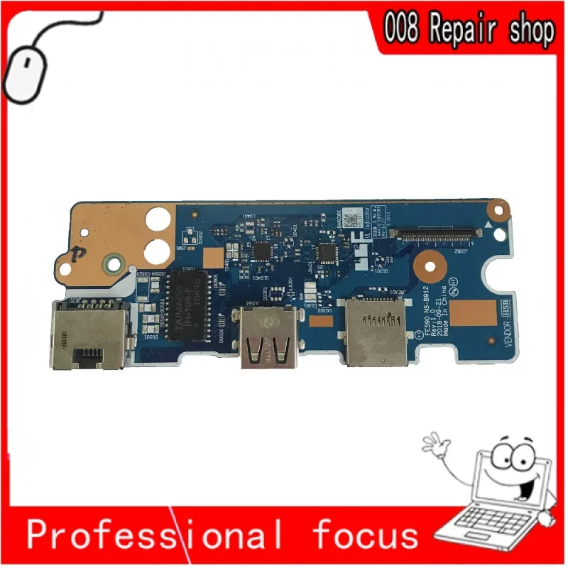 

For Lenovo ThinkPad E590 E595 Laptop USB RJ45 LAN Network card Power Button Board switch Repairing Accessories NS-B912