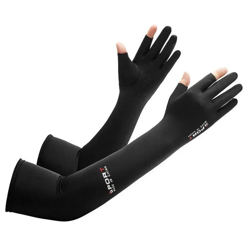 2pcs Sport Arm Sleeves Cycling Running Fishing Climbing Arm Cover Sun UV Protection Ice Cool Sleeves With 5-finger Cuff sun protection sleeves,cycling arm covers,arm cooling sleeves,cut resistant arm sleeves,bike arm sleeves,arm compression sleeves