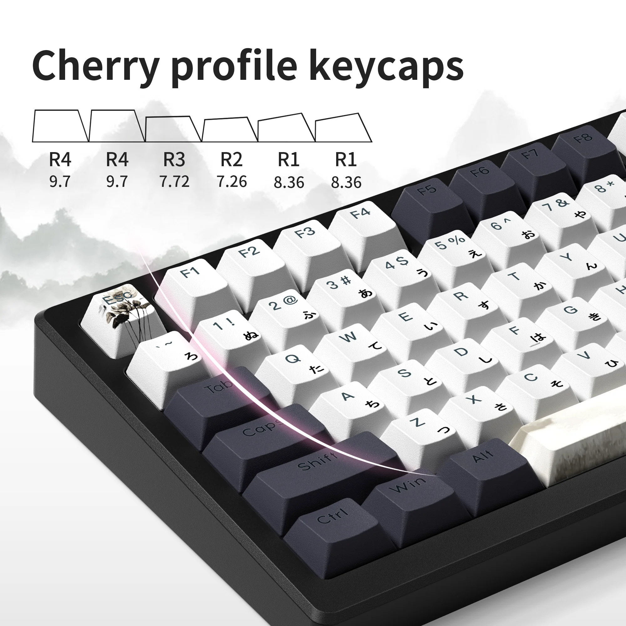 XVX Shine Through Lotus Japanese character keycaps 5-side XVX Shine Through Lotus Japanese character keycaps 5-side