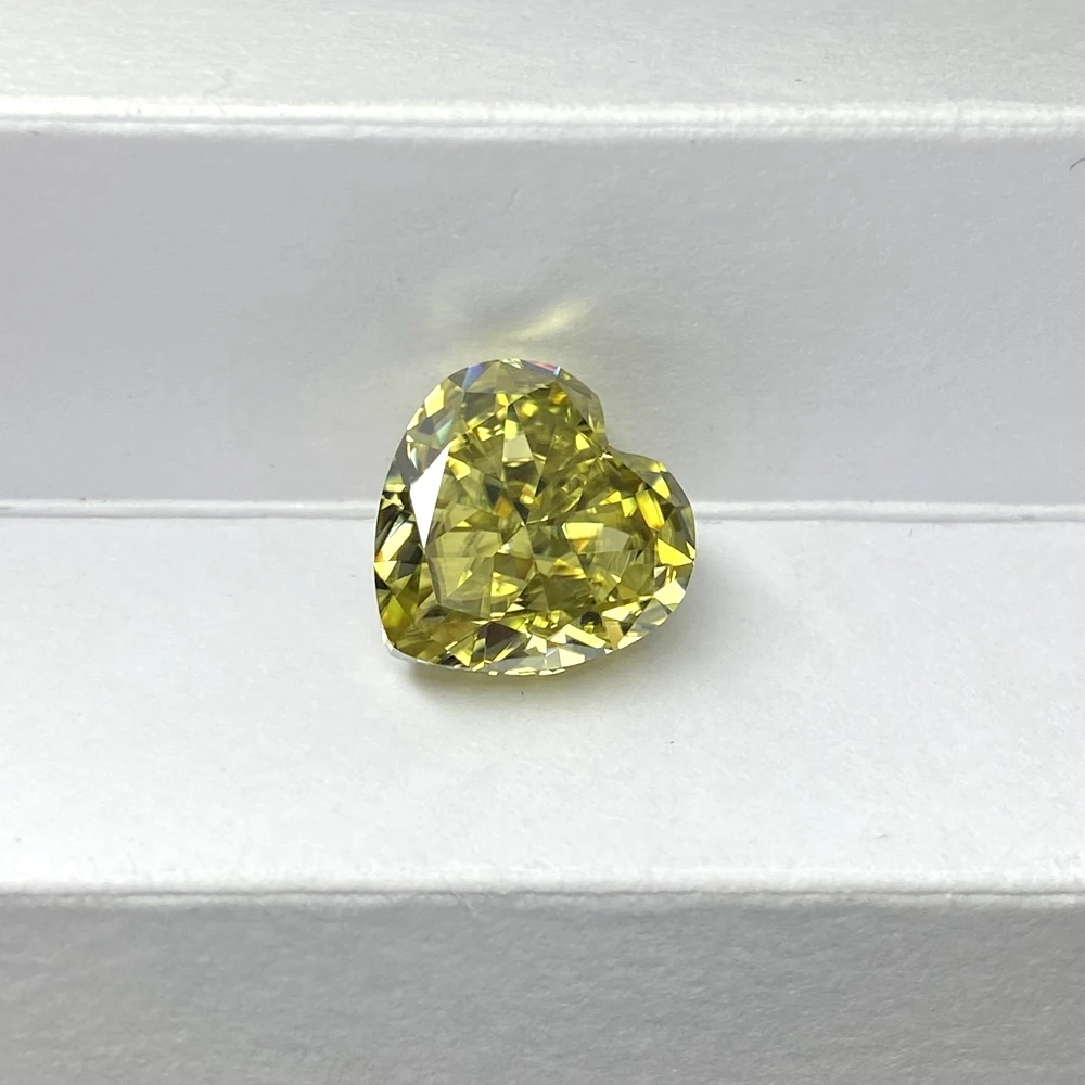 Mosanga Light Yellow Moissanite Heart Shape Loose Gemstone With GRA Certificate