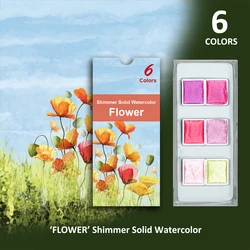 Seamiart Metallic Glitter Watercolor Paint Set for Artists and Art Supplies (6pcs Flower)