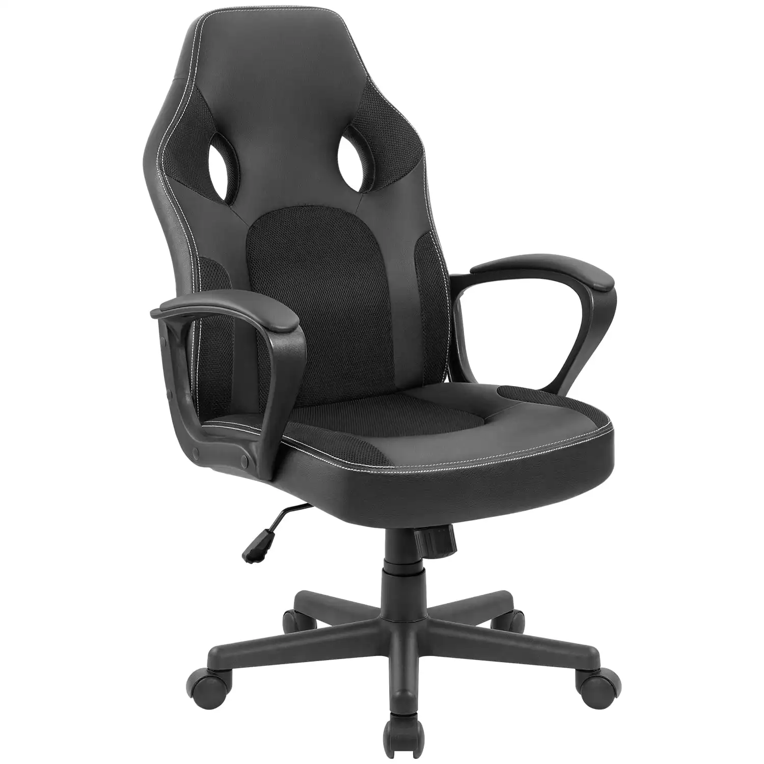 

Faux Leather Computer Gaming Chair Office Desk Chair with Lumbar Support, Black