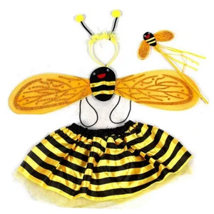 4 шт./компл. Детский костюм феи, божья коровка, пчела, блестящая Милая полосатая многослойная юбка-пачка в виде крыла, жезл, костюм на Хэллоуин