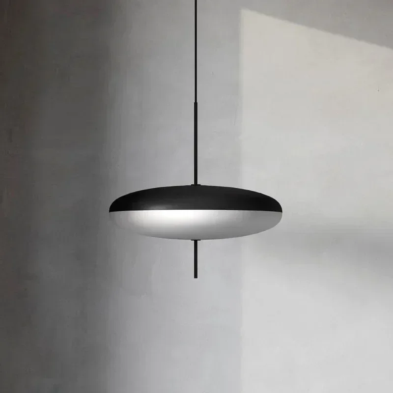Modern Simple Astep Pendant Light Restaurant Living Lamp Bedroom Study Bar LED Lamp Black And White UFO Chandelier 4