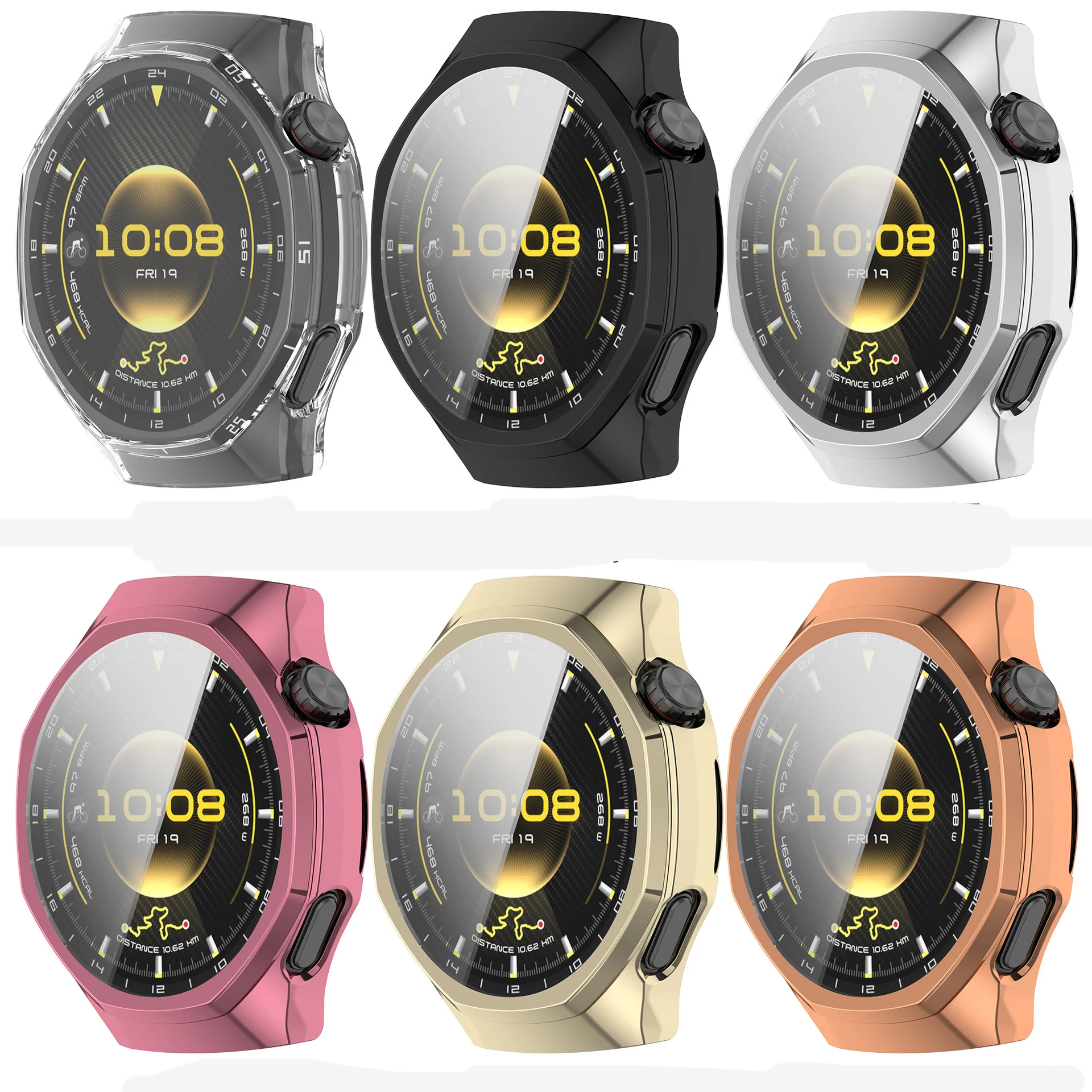 Silicone Protective Case for 46mm Smartwatch - Transparent TPU Cover and Frame