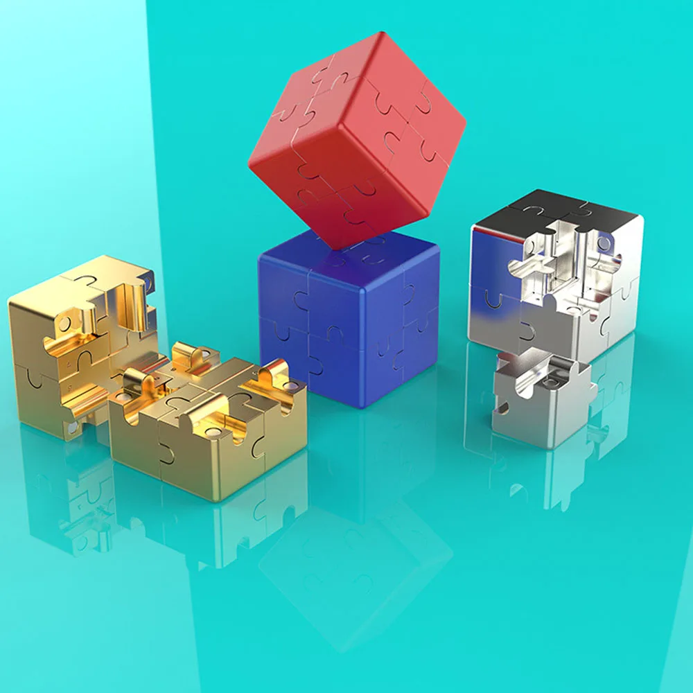 Infinite Cube Aluminum Alloy Metal EDC Stress Relief Mini Toy Portable Office Infinite Flip Cubic Fidget Relax Venting Toys