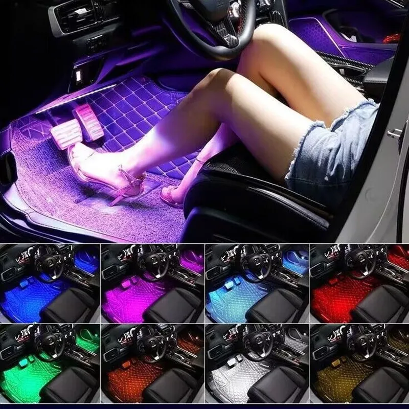 NeonLEDCarInteriorAmbientFootStripLightKitAccessories