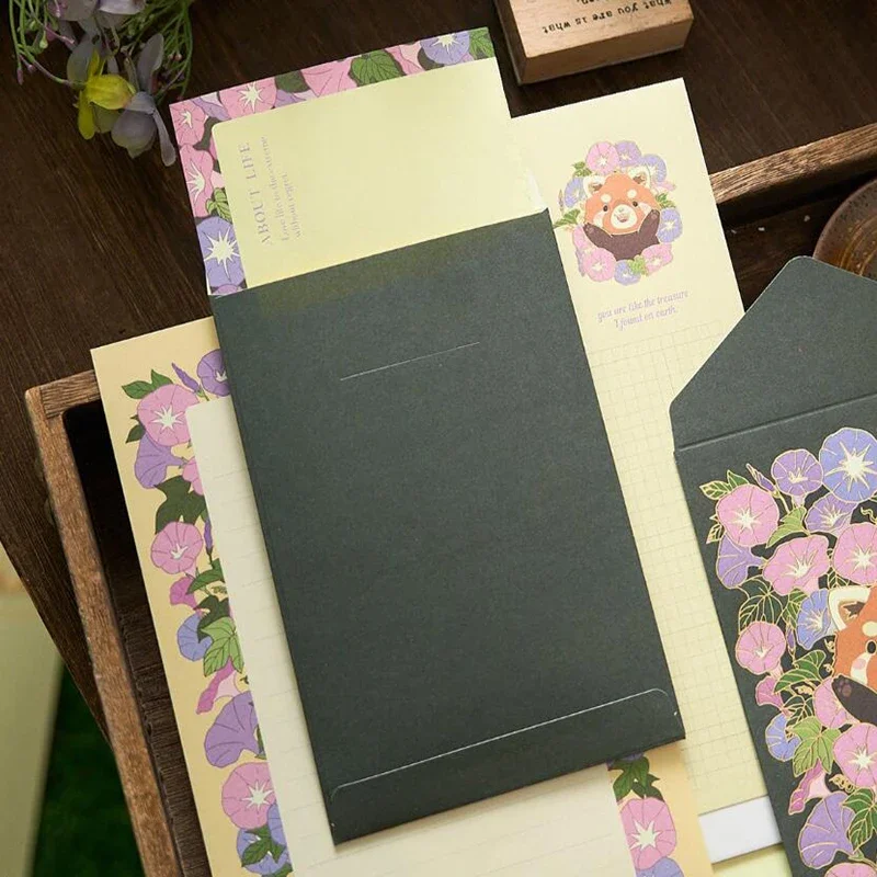 Gold Foil Envelopes Kawaii Letter Pads Set 12pcs/set with Sealing Stickers Cute Wedding Party Invitation Cards Korean Stationery