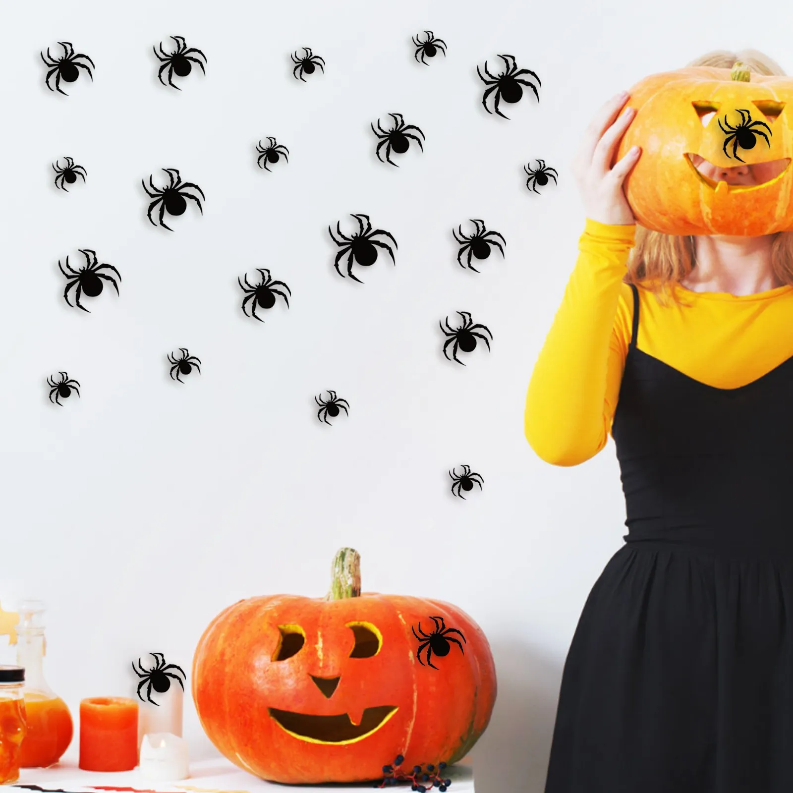 Wall Stickers 36pcs Halloween Spider Wall Stickers Black Spider Window Sticker Halloween Party Diy Decoration Decal Bar Room Horror Decor wall stickers