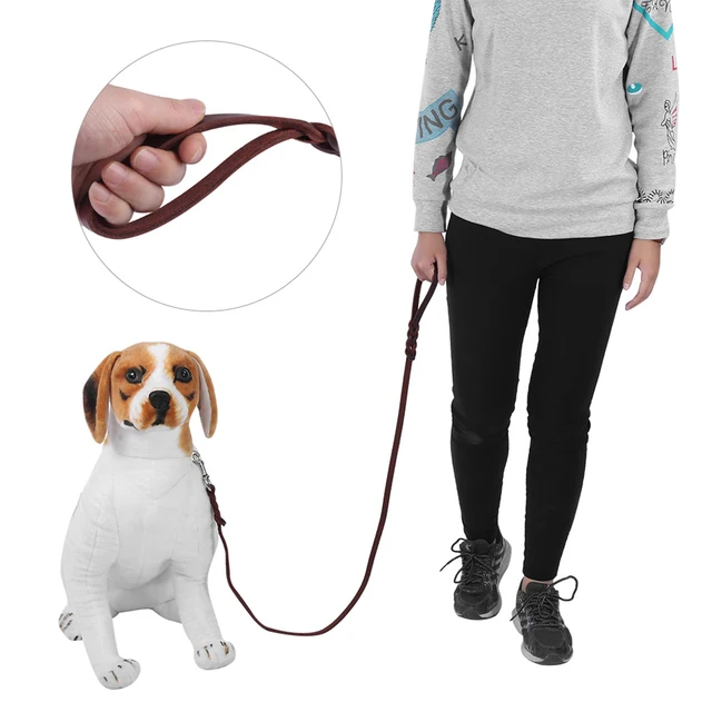 3Types Pet Dog Lead Leash Cowhide Leather Belt Braided Design Sturdy Durable Walking Running Training Safety Rope 2