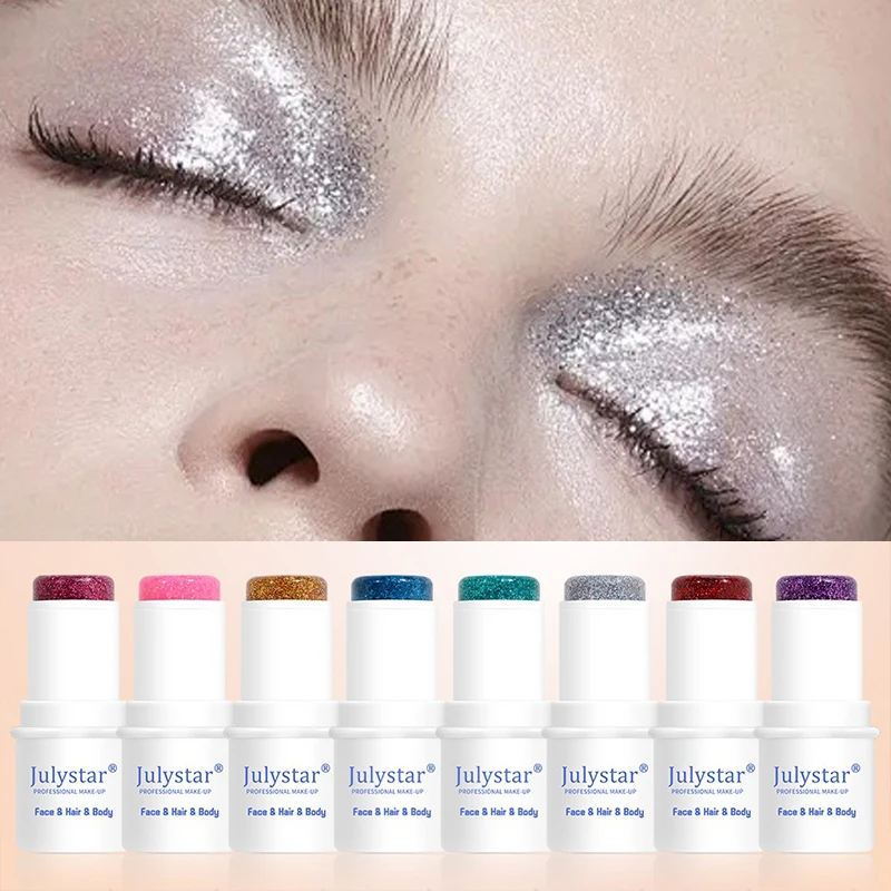 8color Glitter Sequin Stick Multifunctional Face Lip Hair Body Sequins Flash Eyeshadow Festival Stage Makeup Decoration holographic glitter makeup,glitter gel makeup,glitter makeup