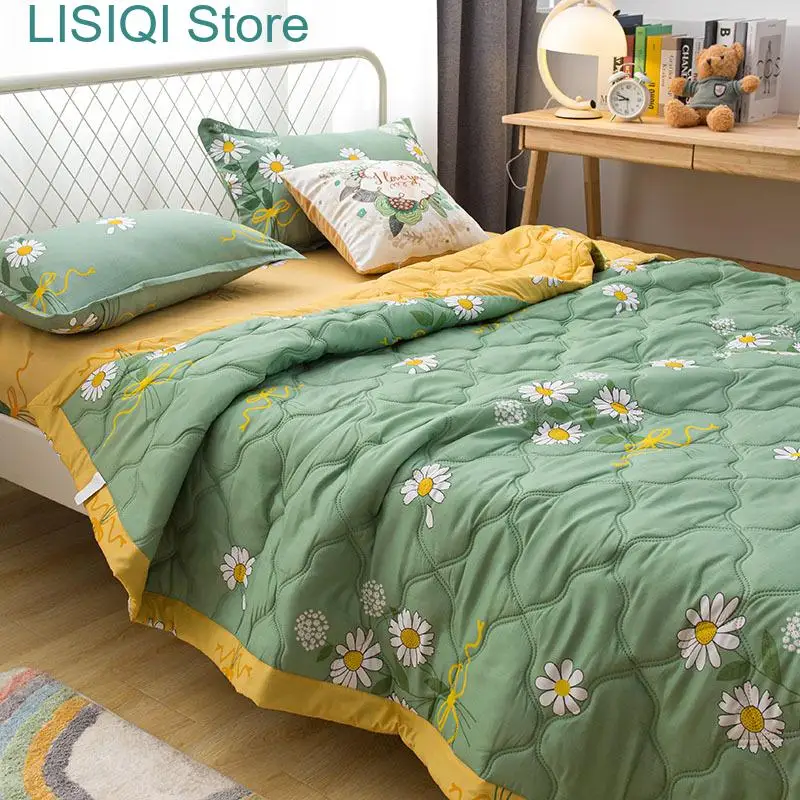 

New Cool Summer Quilt Soft Washed Microfiber Duvets Insert Breathable Air Conditioning Comforters Home Office Bedspread