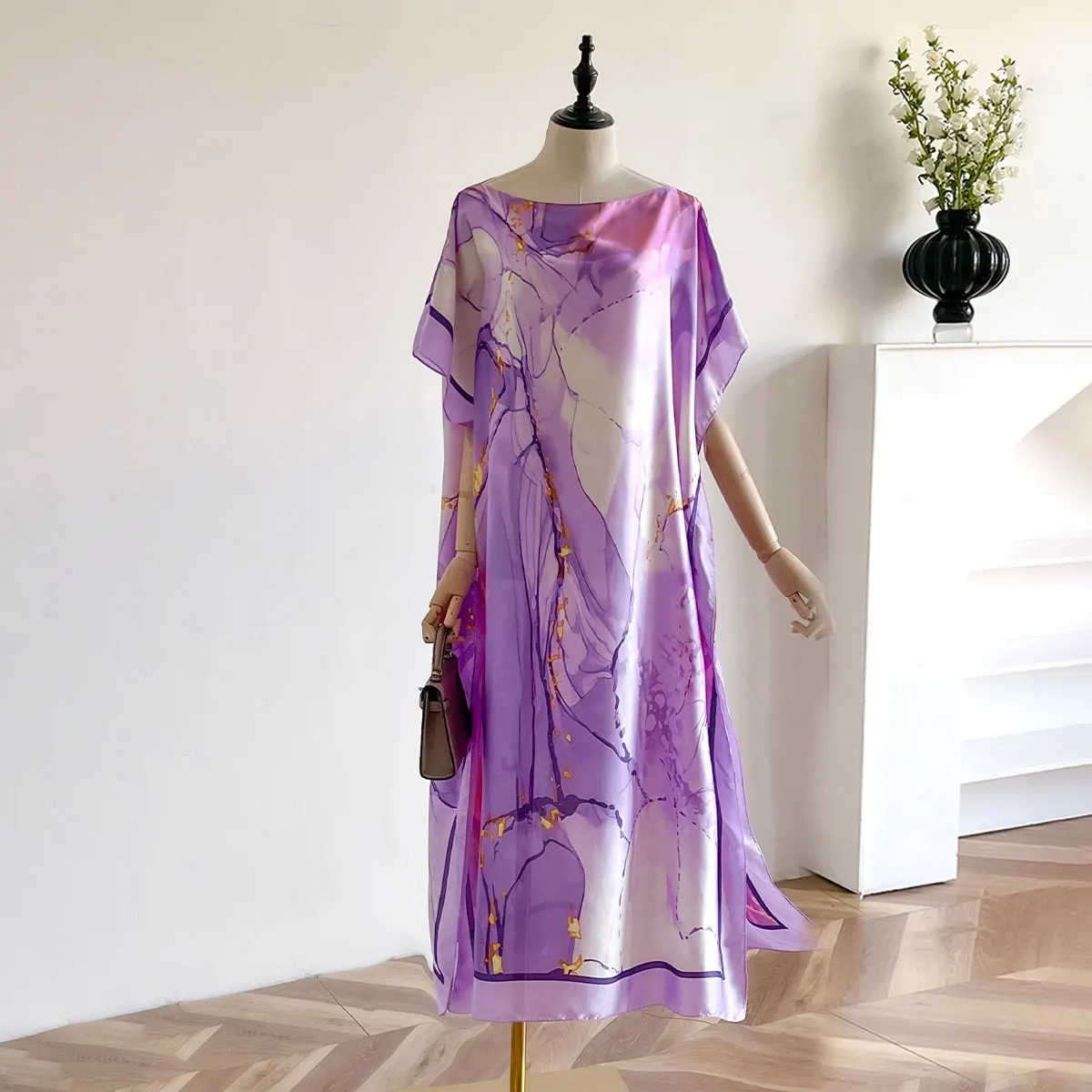 Spring and Summer Fashio Brand Floral Pattern Satin Design long Dress Muslim Summertime Sun protection Shawl For Lady/Women