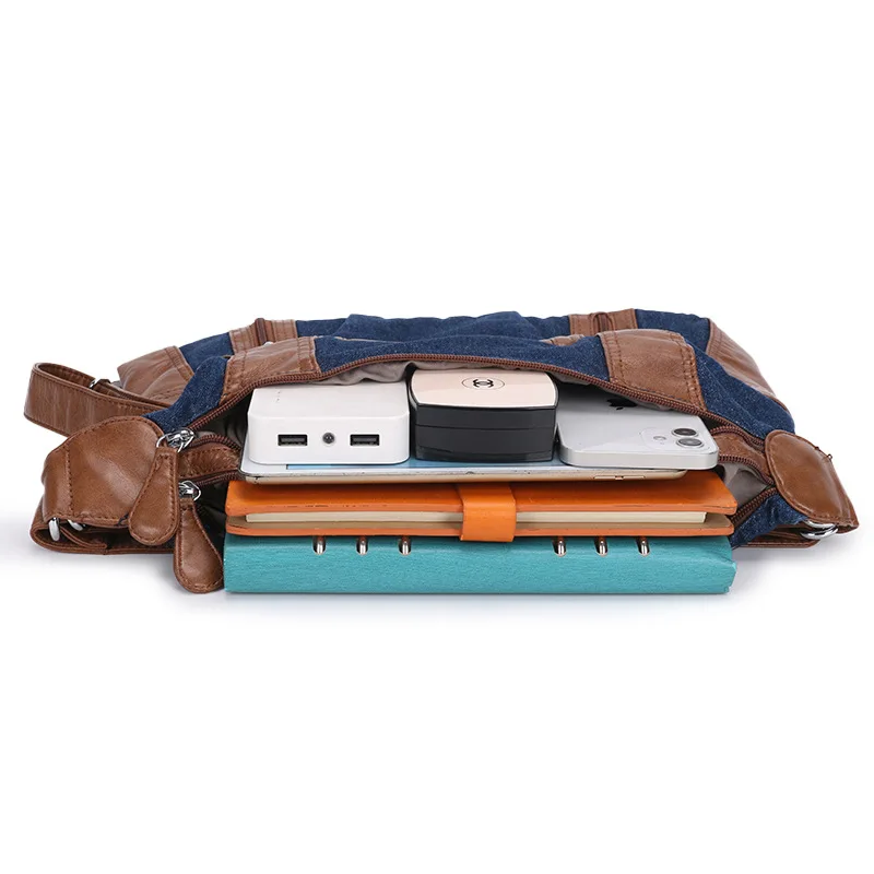 Angelkiss Women Bags Fashion PU Leather Handbag Shoulder Purse Pack Multipockets Crossbody Bag Ladies Satchel Large Zipper Hobos