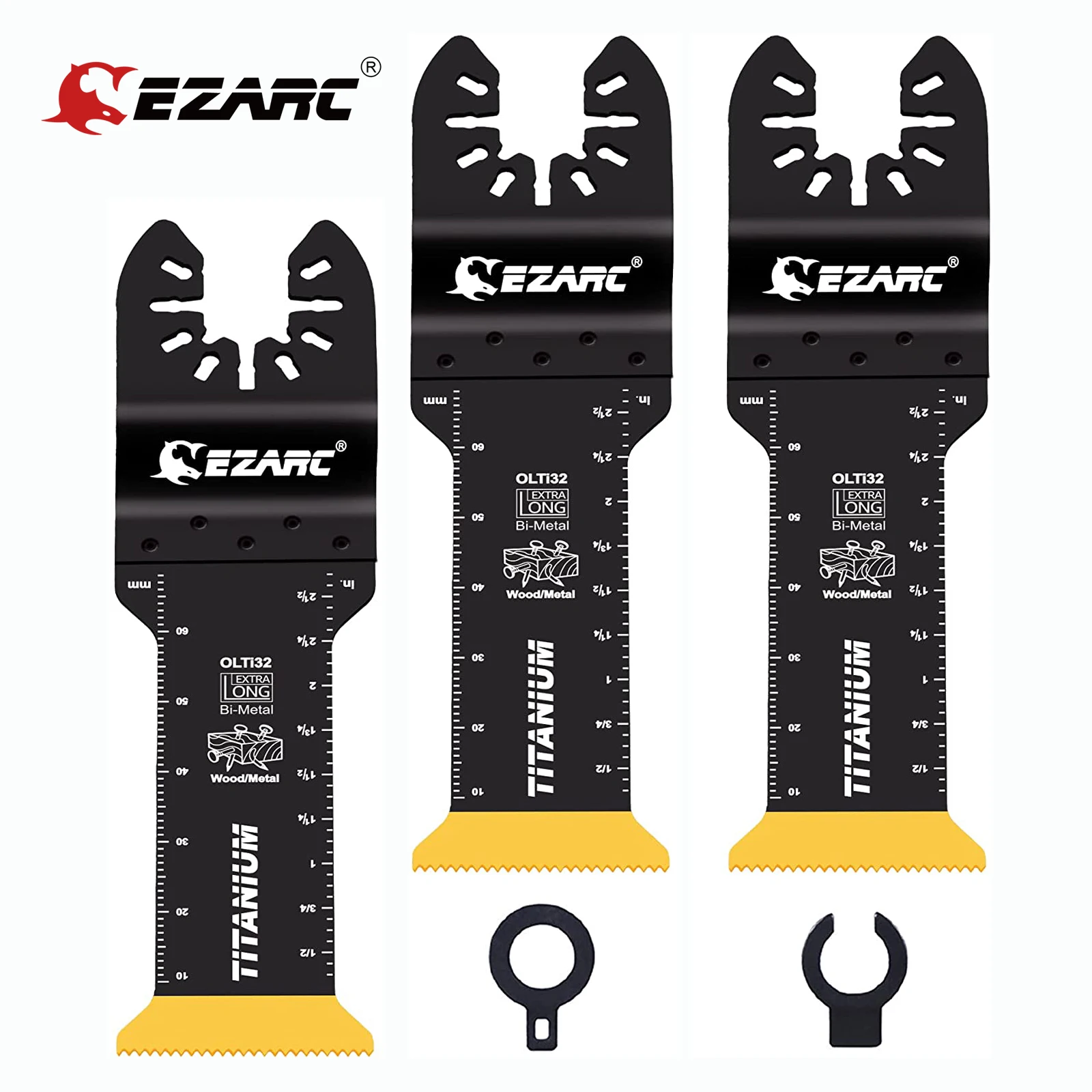 EZARC 3Pcs Extra-Long Reach Oscillating Saw Blade, Titanium Oscillating Multitool Blades for Metal, Wood Nails, Screws Cutting