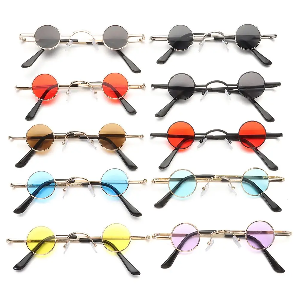 Small Round Sunglasses for Women Men Ultra Metal Frame Hip Hop Punk Sun Glasses Candy Color Sunglasses Ins Fashion Shades