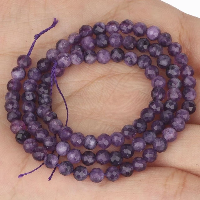 Natural 3mm 4mm Faceted Amethyst Round Tiny Beads Diy Loose Spacer Beads  for Jewelry Making Beading Accessories