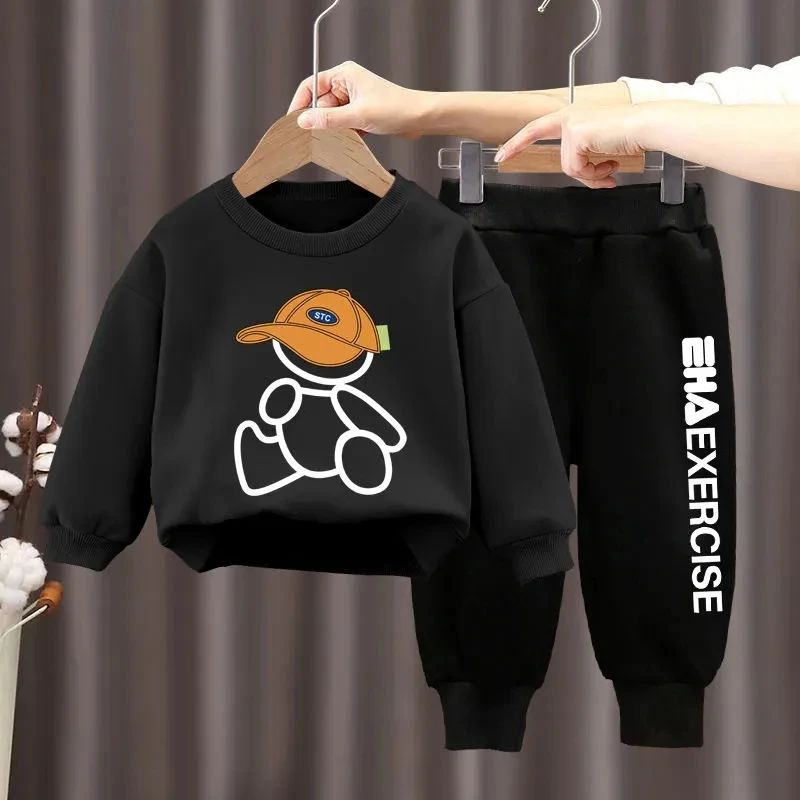 

Boys' spring and autumn 2023 new Korean children's hoodie CUHK children's sports and leisure loose two-piece set tide