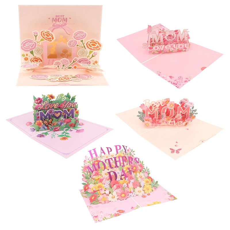 Happy Mother's Day Card Pop Up Mothers Day 3D Card Greeting Postcard Creative Postcard For Mom Wife Surprise Gifts