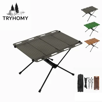 Tryhomy 야외 캠핑 테이블, 접이식 알루미늄 합금 테이블, 휴대용 바베큐 피크닉 테이블, 경량 전술 테이블
