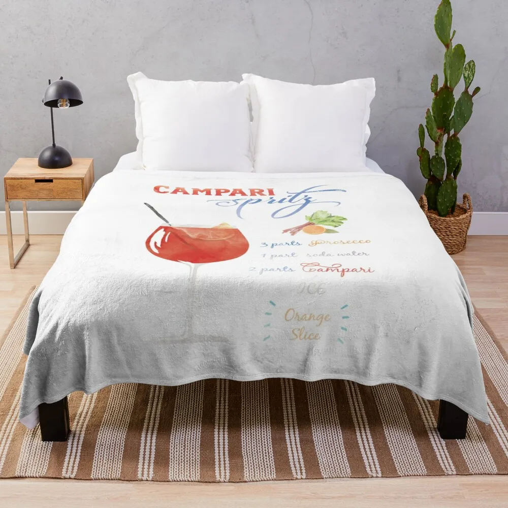 

Campari Spritz Watercolour Throw Blanket Blankets For Bed Decorative Blankets