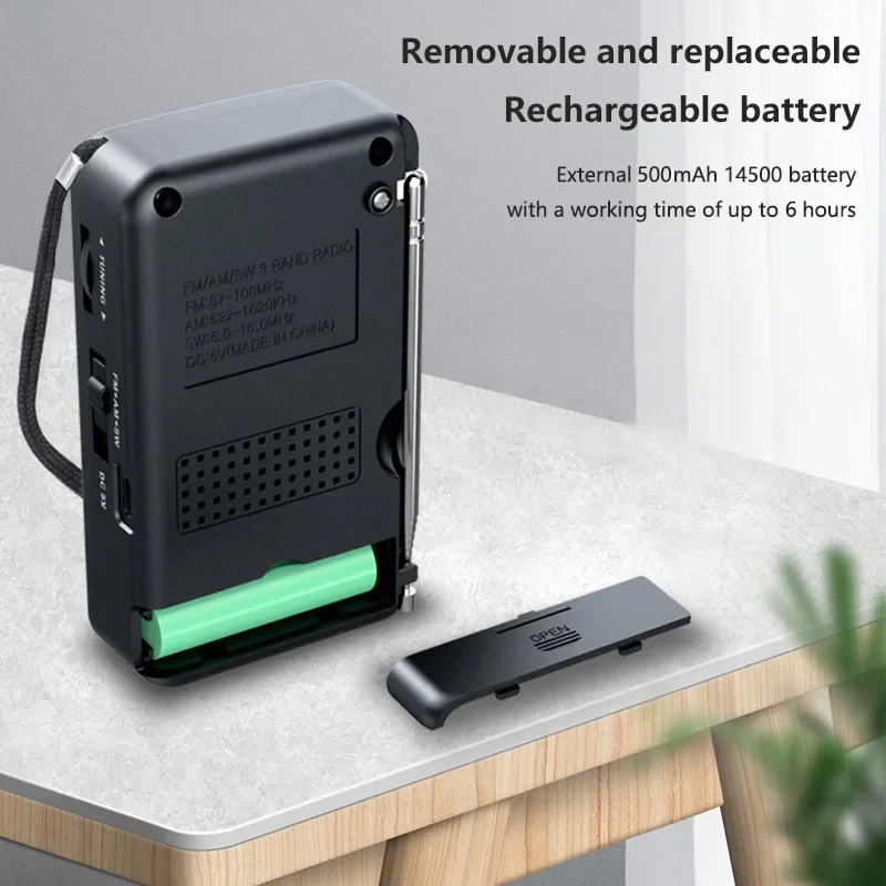 Compact Rechargeable AM/FM/SW Radio with Superior Reception and Earphone Support