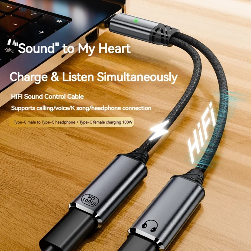 2IN1 USB 타입 C 케이블 어댑터 PD 100W 고속 충전 10Gbps OTG USB-C 3.5MM 이어폰 컨버터 (맥북 프로, 휴대폰, 태블릿용)